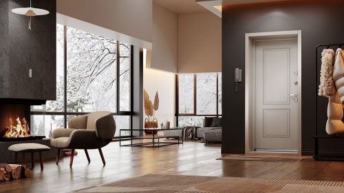 Входная дверь с термокомпозитом Snegir Arctic Букле коричневый - Крема SA-L2 фото 2